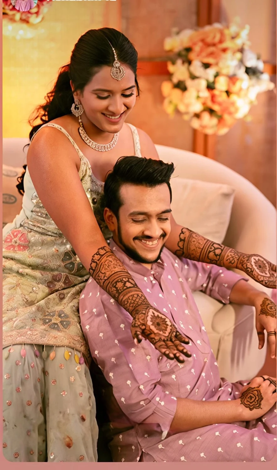 Couple during a mehndi celebration