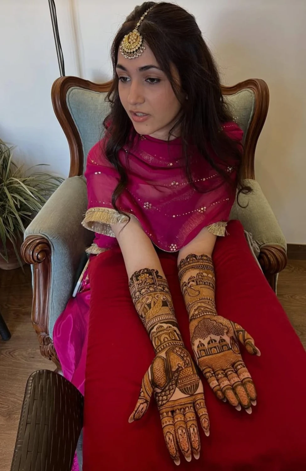 Mehndi hand designs during a celebration
