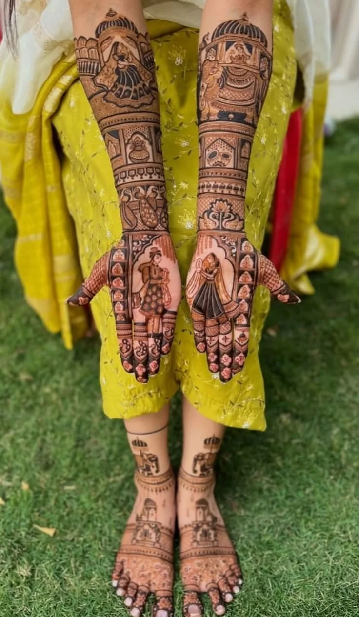 Celebration mehndi design from Aryan Mehndi Arts gallery, photo 19