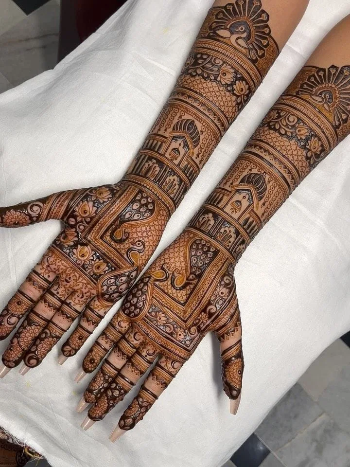 Mehndi design photograph illustrating Haldi, Sangeet & Reception
