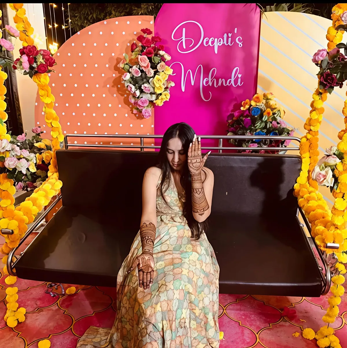 Celebration mehndi design from Aryan Mehndi Arts gallery, photo 63
